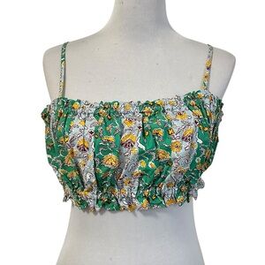 RHODE x Target Womens Whimsical Floral Stripe Print Shirred Crop Tank Top Sz Med